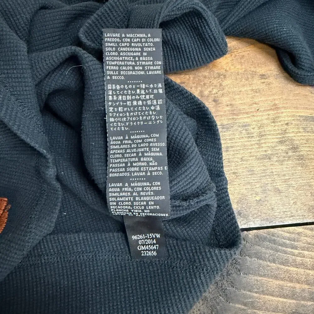 Harley-Davidson Black Thermal Long Sleeve Shirt Y2K Retro Women's Small V neck - Picture 8 of 11